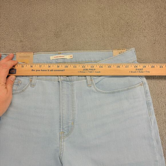 New Levis Classic Straight Jeans Women's 16 Medium Blue Denim Stretch Hypersoft - Picture 7 of 9